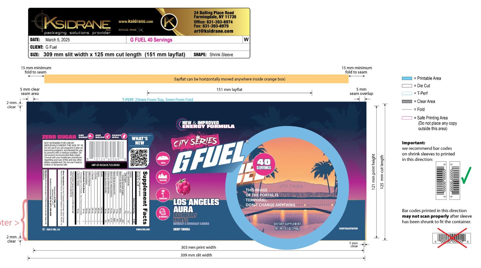 G FUEL LA Aura print-ready shrink sleeve
