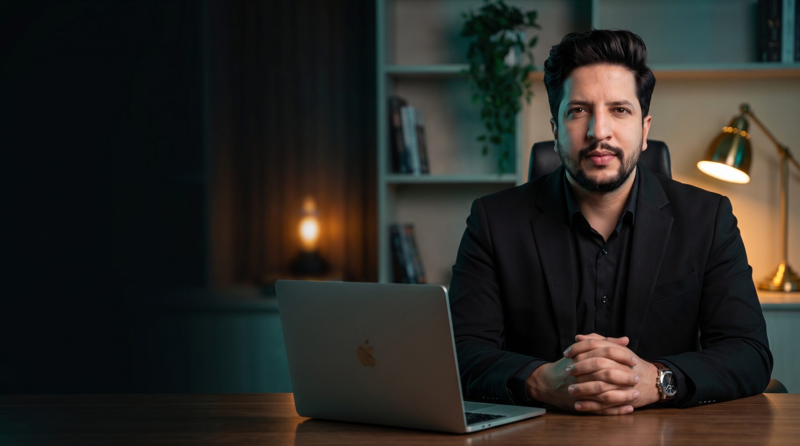Umair Arif, founder of Umair Studio, at his design desk